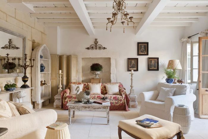 French country style in the living room of a home