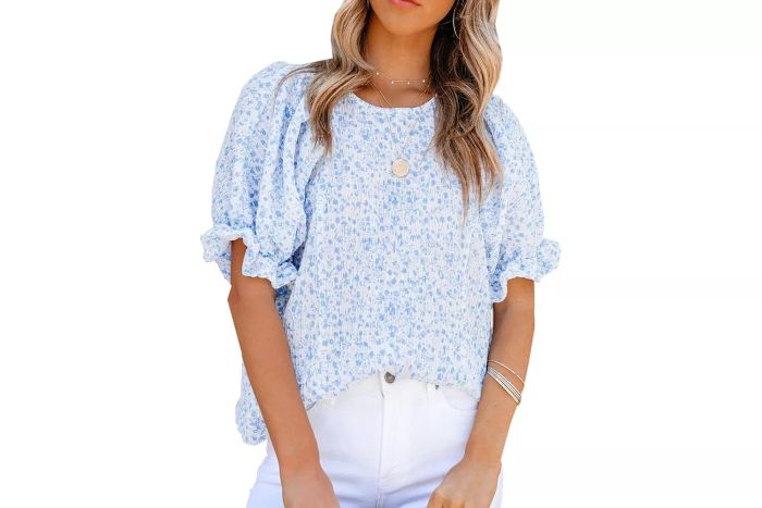 Dokotoo Floral Print Blouse - A stylish blouse adorned with a delicate floral pattern