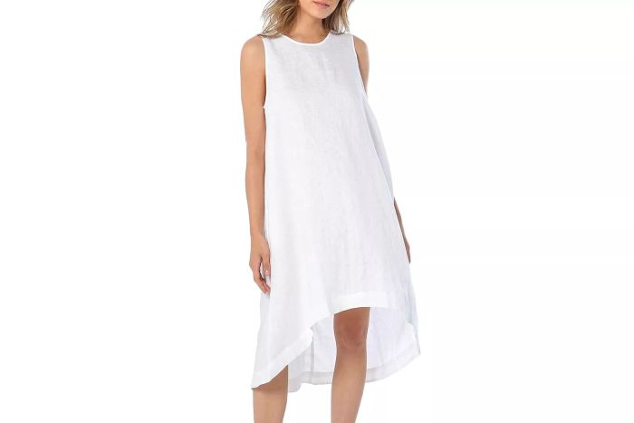Amazhiyu Women's 100% Linen High Low Midi Dress