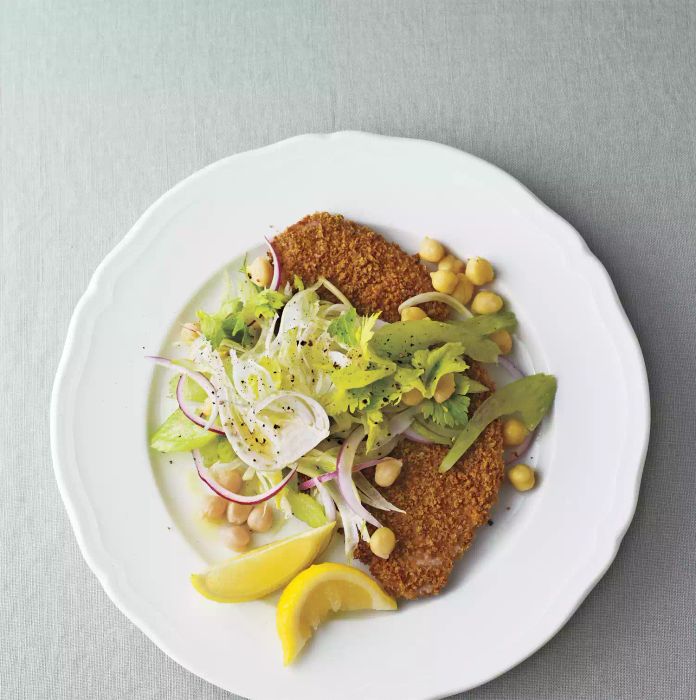 Quick Dinner Ideas: Oven-Baked Pork Cutlets with Fennel-Chickpea Slaw