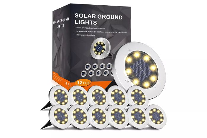 INCX 8 LED Garden Lights Solar Powered, Waterproof In-Ground Outdoor Landscape Lighting for Patio, Pathway, Lawn, Yard, Deck, Driveway, Walkway, Warm White, 12 Packs