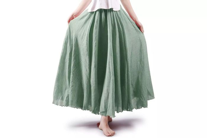 Amazon ASHER FASHION Women's Bohemian Style Elastic Waist Band Cotton Linen Long Maxi Skirt Dress