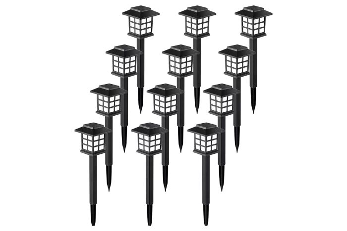 GIGALUMI Solar Outdoor Lights, 12 Pack LED Solar Lights Outdoor Waterproof, Solar Walkway Lights that provide up to 10 hours of lighting for your garden, landscape, path, yard, patio, or driveway.
