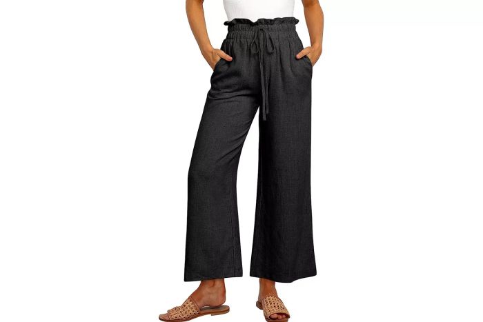 Amazon Prime Day ANRABESS Women's Linen Pants Casual Loose High Waist Drawstring Wide Leg Capri Palazzo Pants