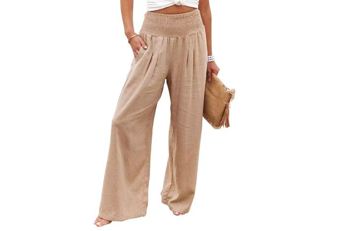 Amazon Vansha Women's Summer High-Waisted Cotton-Linen Palazzo Pants