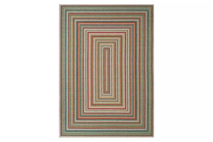The Lucidia Geometric Rug features a bold, modern design that adds an artistic flair to any room.