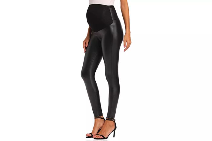 Foucome Faux Leather Maternity Leggings