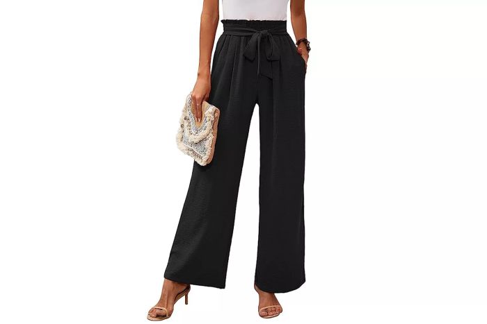 Amazon Heymoments Women's Wide Leg Lounge Pants with Pockets, Lightweight High-Waisted Adjustable Tie Knot Loose Trousers