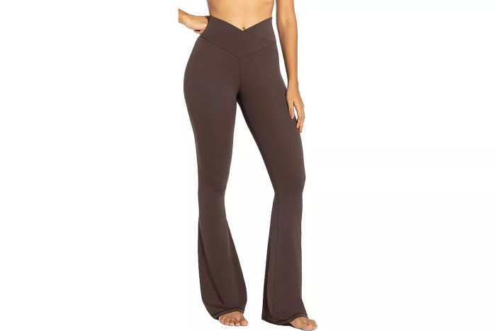 Sunzel's Amazon Flare Leggings, featuring a Crossover Yoga Pants design