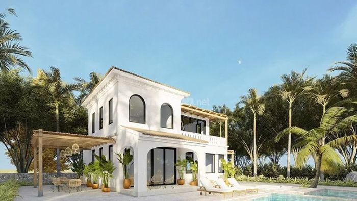 Thiết kế nhà 2 tầng theo phong cách Địa Trung Hải, với các chi tiết tinh tế và sử dụng vật liệu tự nhiên