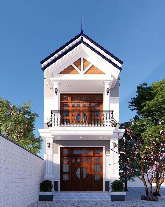 Mẫu nhà 1 trệt 1 lầu có sân thượng mái Thái hiện đang là lựa chọn phổ biến nhất cho các gia đình.