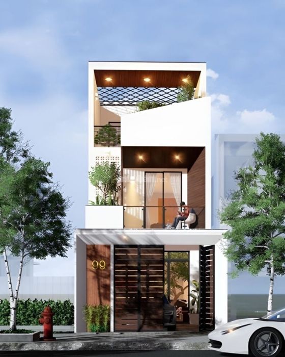 Mẫu nhà phố 1 trệt 1 lầu lệch tầng có sân thượng là sự lựa chọn phổ biến nhất hiện nay.