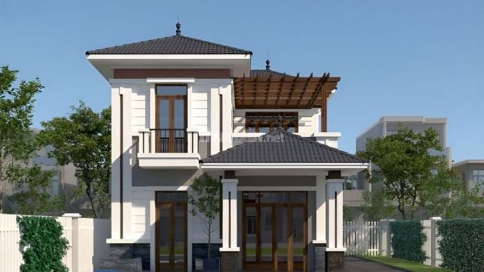 Các mẫu nhà 1 trệt 1 lầu 1 sân thượng mái Nhật đầy ấn tượng.