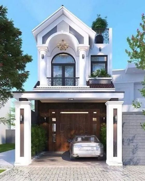 Khám phá mẫu nhà 1 trệt 1 lầu 1 sân thượng với mái Thái.