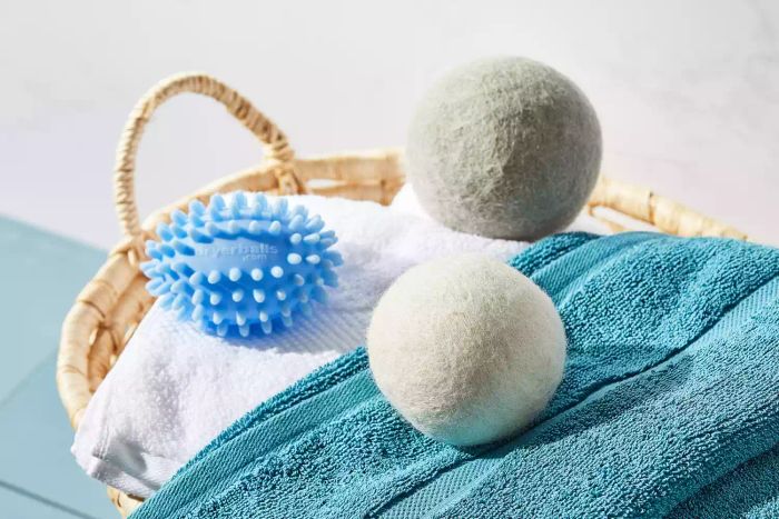 Dryer Balls Resting on a Laundry Basket