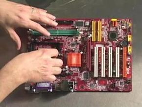 A picture showcasing an exposed server motherboard.