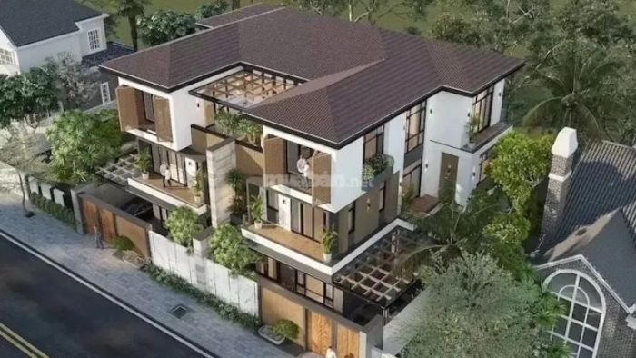 Mẫu 19: Không gian hòa quyện giữa kiến trúc hiện đại và sắc xanh của cây cối