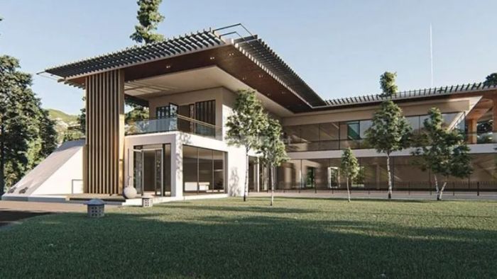 Mẫu 24: Biệt thự thiết kế hình chữ L, tạo nên sự hài hòa giữa không gian sống và thiên nhiên