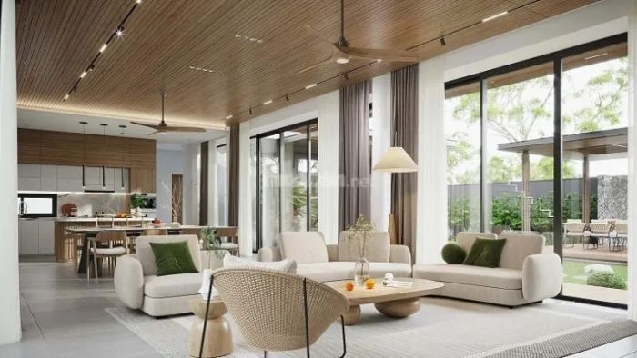 Biệt thự được thiết kế mở để tối ưu hóa ánh sáng tự nhiên và tạo sự kết nối liền mạch giữa các phòng trong không gian sống.