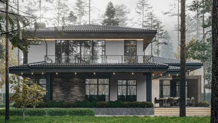 Biệt thự với bốn mặt tiền đều tiếp giáp trực tiếp với không gian sân vườn, tạo sự kết nối mạnh mẽ với thiên nhiên.