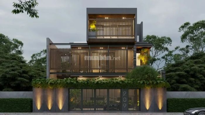 Mẫu 28: Biệt thự đẹp mắt nhờ sự kết hợp tinh tế giữa kính và gỗ tự nhiên