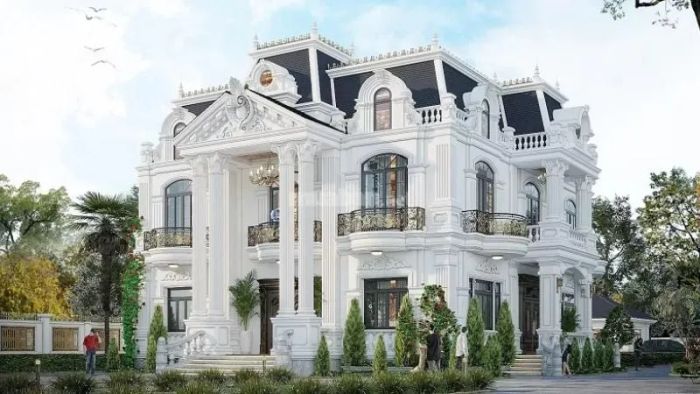 Mẫu 4: Biệt thự thiết kế theo phong cách cổ điển, toát lên vẻ sang trọng và quý phái