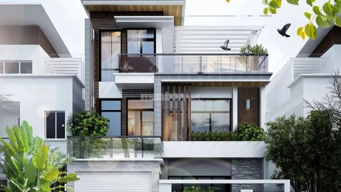 Mẫu 16: Sử dụng kính cho cửa sổ và lan can, giúp không gian thêm sáng sủa và rộng rãi