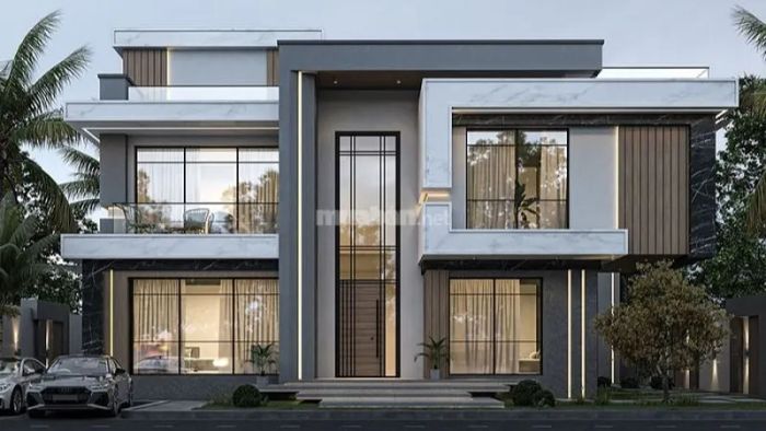 Mẫu 1: Sử dụng kính làm vật liệu chính giúp không gian biệt thự trở nên rộng rãi và thông thoáng hơn