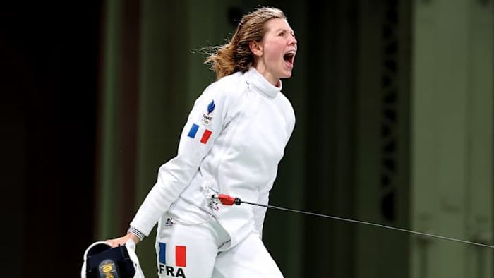 French fencer Auriane Mallo-Breton at the Paris 2024 Games.