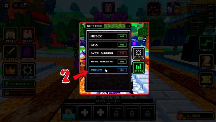 Hướng dẫn nhập mã code Craft Tower Defense - bước 2