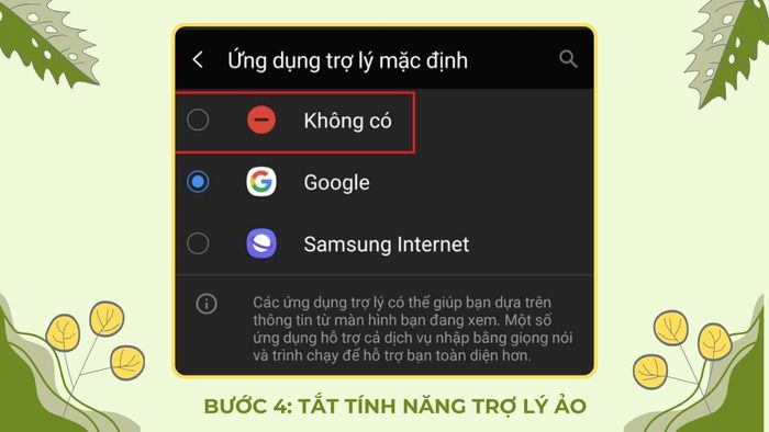 Cách tắt trợ lý ảo Google Assistant vĩnh viễn - Cách 1, bước 4