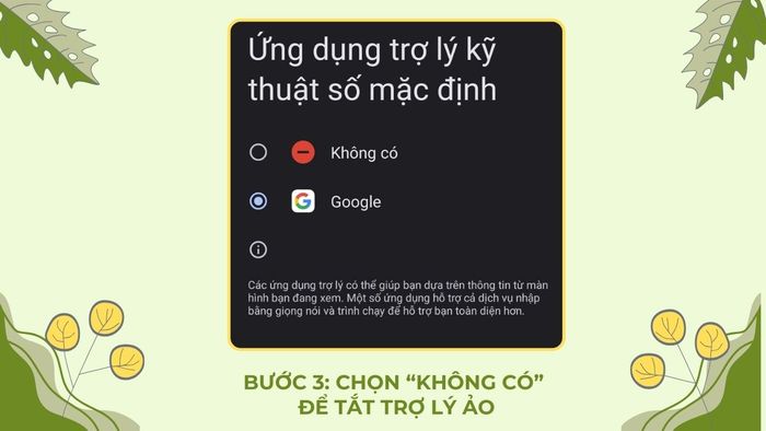 Cách tắt trợ lý ảo Google Assistant vĩnh viễn - Trường hợp 3, bước 3