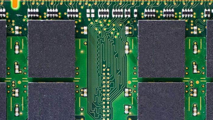 A close-up image of a memory RAM circuit board.