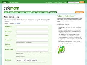 CafeMom sign-up page interface