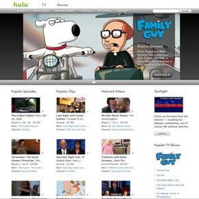 The Hulu.com homepage.