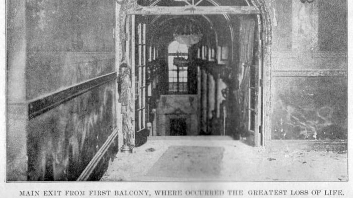 The aftermath of the tragic Iroquois Theatre fire.