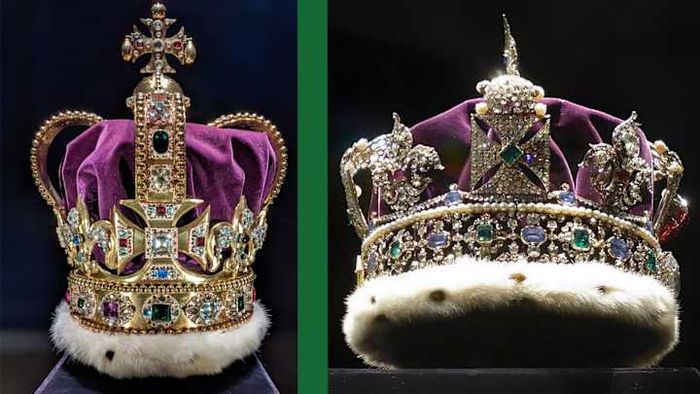 The St. Edward’s Crown (left) alongside the Imperial State Crown.