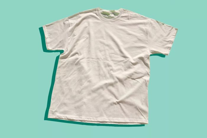 T-shirt on a bright teal backdrop