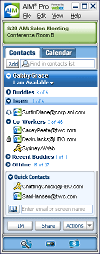 Screenshot displaying the AIM Pro interface.