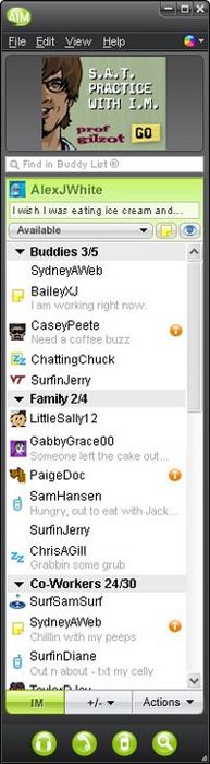 The AIM Buddy List displayed a collection of users, letting you see who was online.