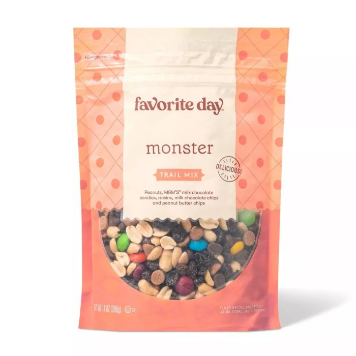 Monster Trail Mix offers a savory combination of nuts and dried fruits that are perfect for fueling your day.