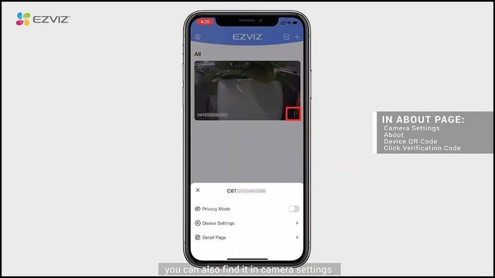 Mã xác minh của camera Ezviz
