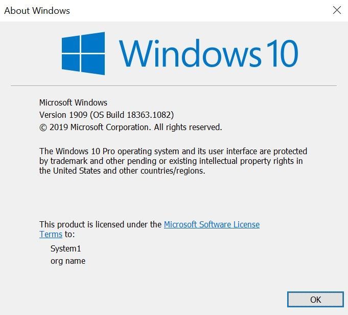 Information about your Windows operating system: version and build