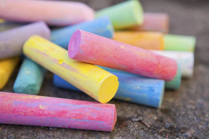 Sidewalk chalk for creating art on the pavement
