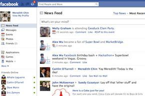 A snapshot of Facebook's news feed page