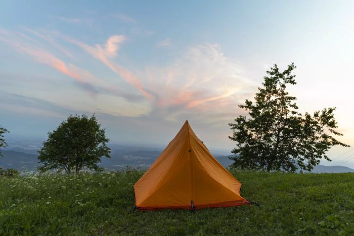 Camping under the twilight sky