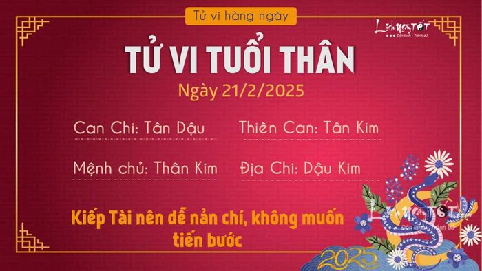 Tử vi ngày 21/2/2025 của 12 con giáp - Thân