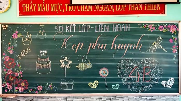 Trang trí bảng họp phụ huynh theo phong cách đơn giản