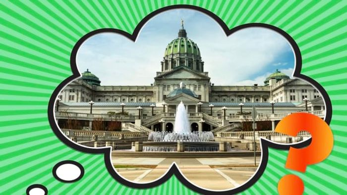 The Pennsylvania state capitol building, located in Harrisburg.