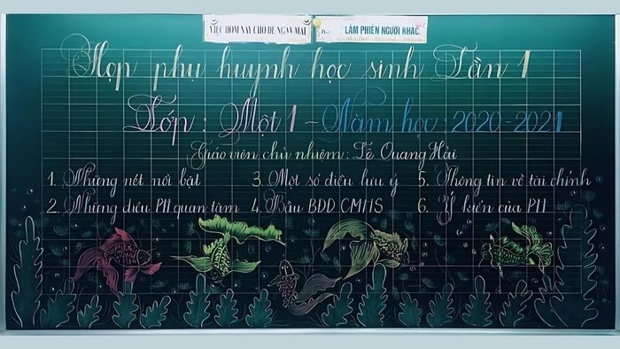 Trang trí bảng họp phụ huynh theo phong cách đơn giản